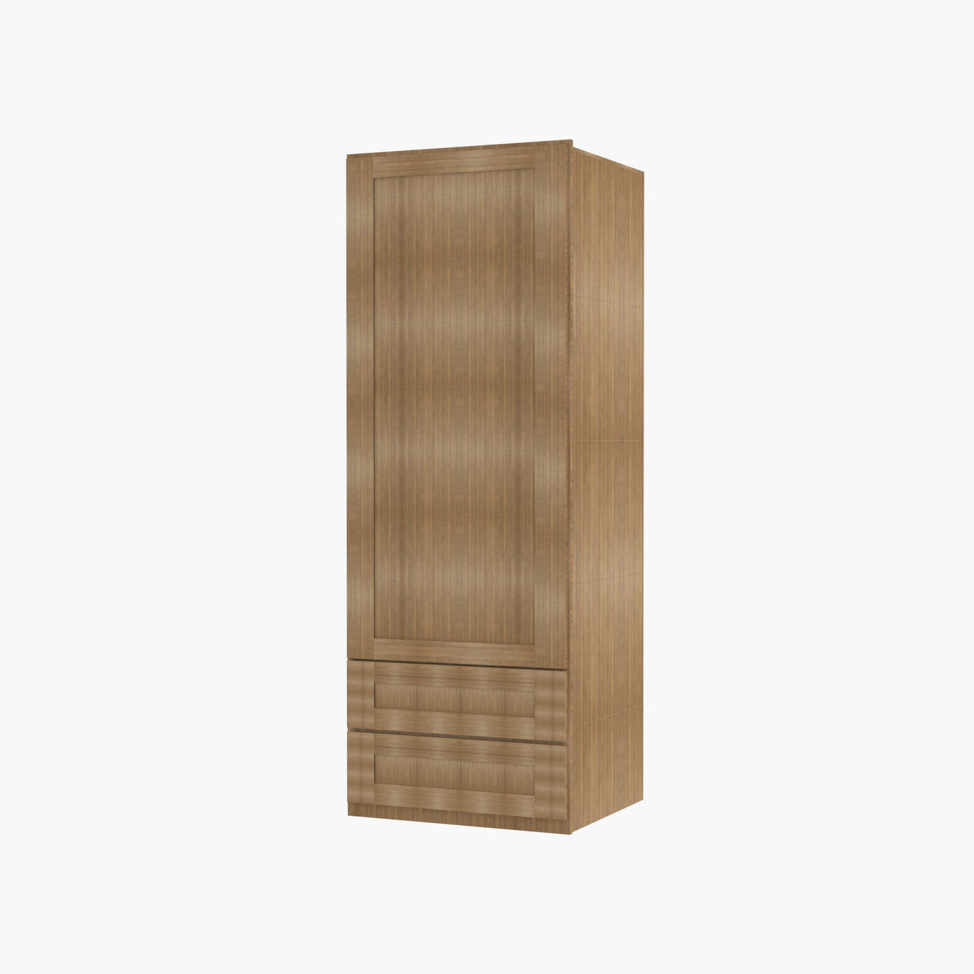 AH-W2D1848 Single Door Cabinets 18 Inch Wall Cabinet With 2 Built-In Drawers | Homestead OAK Shaker