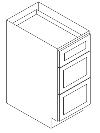 AZ-DB36 3 36 Inch 3 Drawer Pack Base Cabinet | Forevermark Champagne Maple Shaker