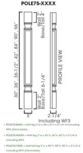 AZ-POLE75-T390 Trimmable Half Tall Decor Leg Including WF3 | TSG Forevermark Champagne Maple Shaker - image 3