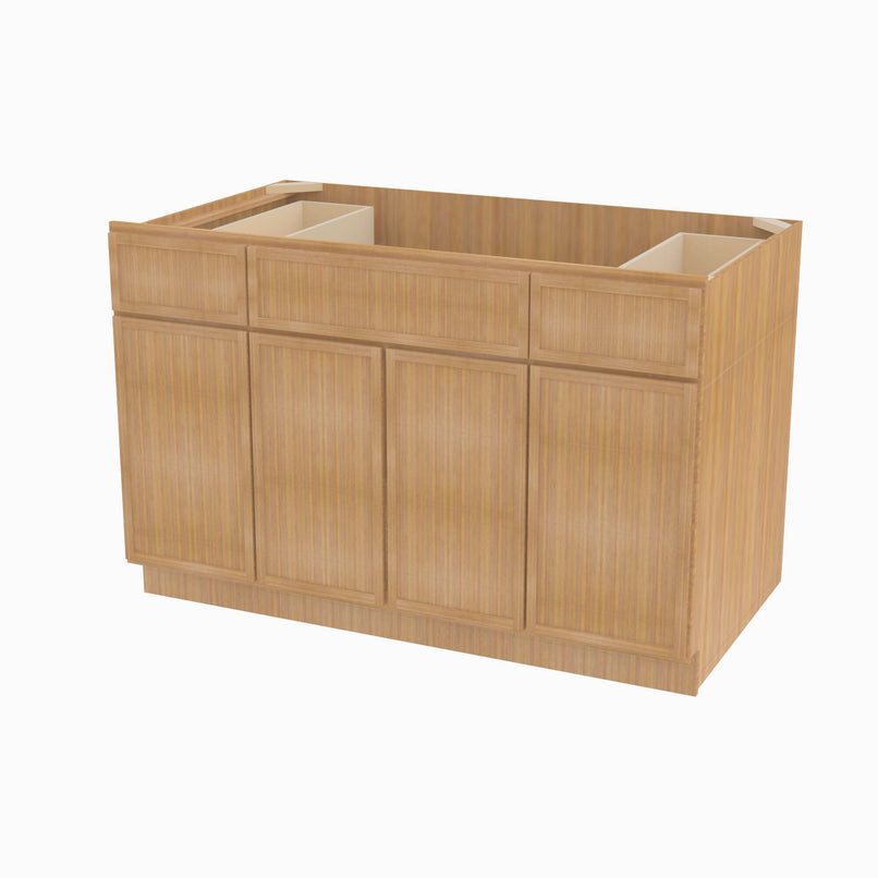 PH-S4821B12D-34-1/2 Double Door 48 Inch Sink Base Combo Vanity with Drawers | Petit OAK - image 2