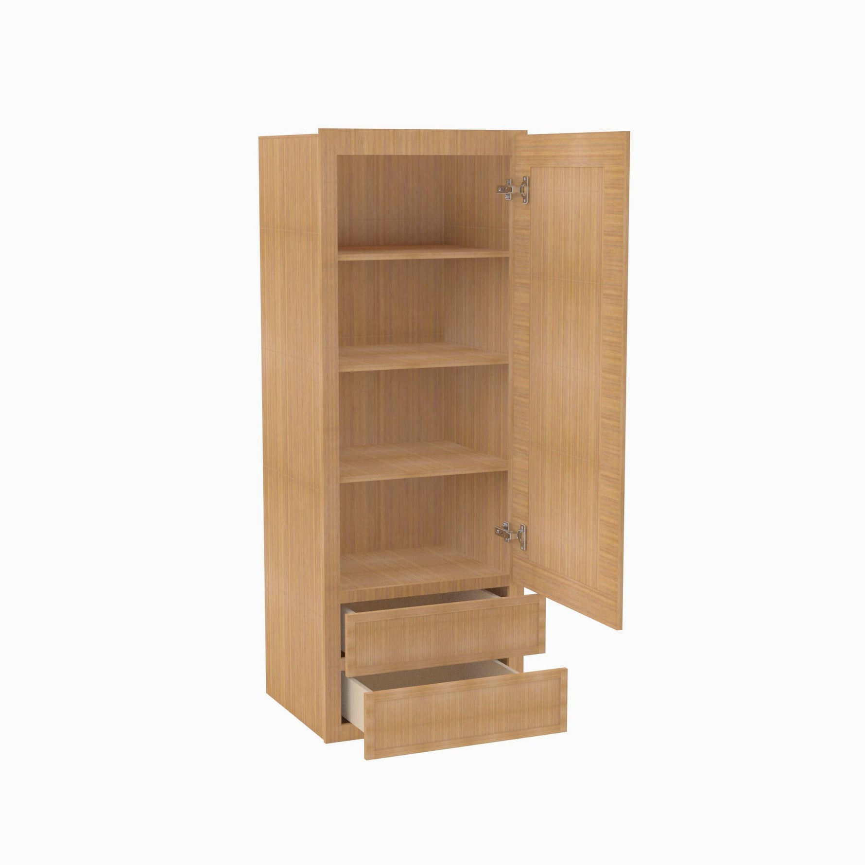 PH-W2D1860 Single Door Cabinets 18 Inch Wall Cabinet With 2 Built-In Drawers | Petit OAK - image 2