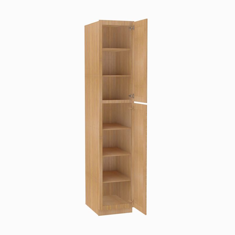 PH-WP1890 Double Door 18 Inch Tall Wall Pantry Cabinet | Petit OAK - image 3