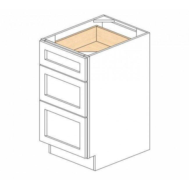 AZ-DB18 3 18 Inch 3 Drawer Pack Base Cabinet | Forevermark Champagne Maple Shaker