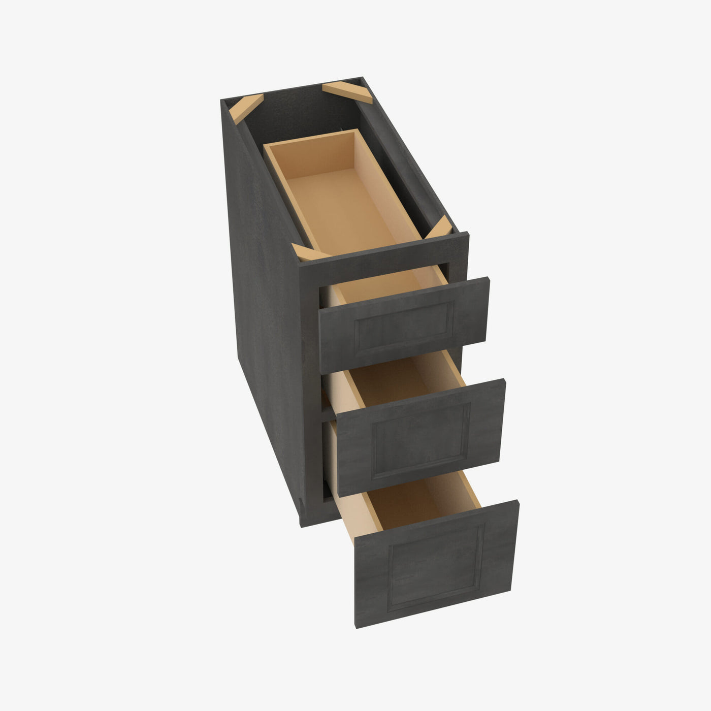 AA-DB12 3 12 Inch 3 Drawer Pack Base Cabinet | Blaze Black Shaker