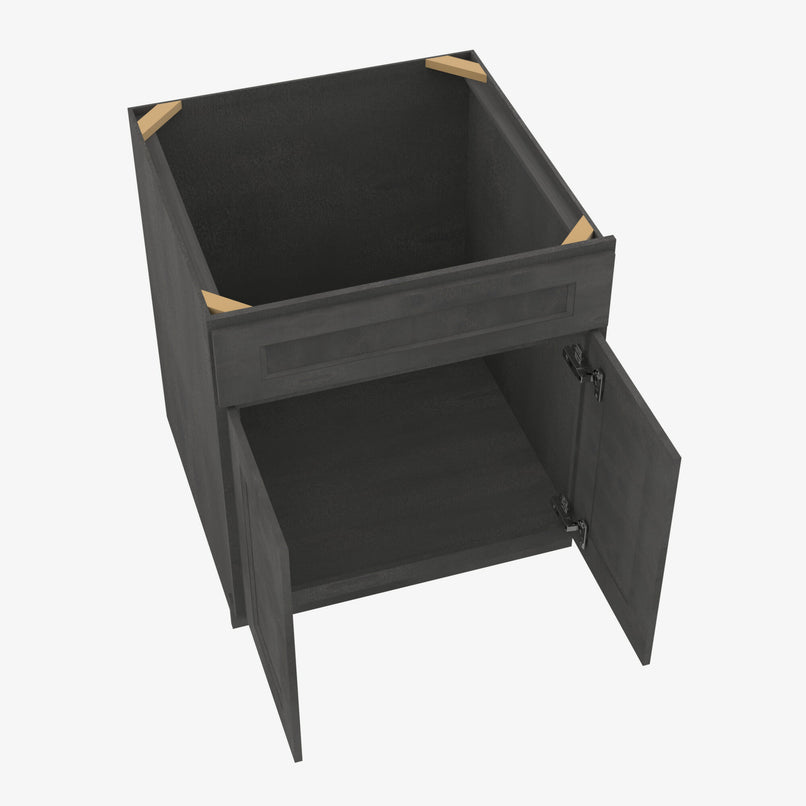 AA-S2421B-34-1/2 Double Door 24 Inch Sink Base Vanity with Drawer Heads | Blaze Black Shaker - image 8