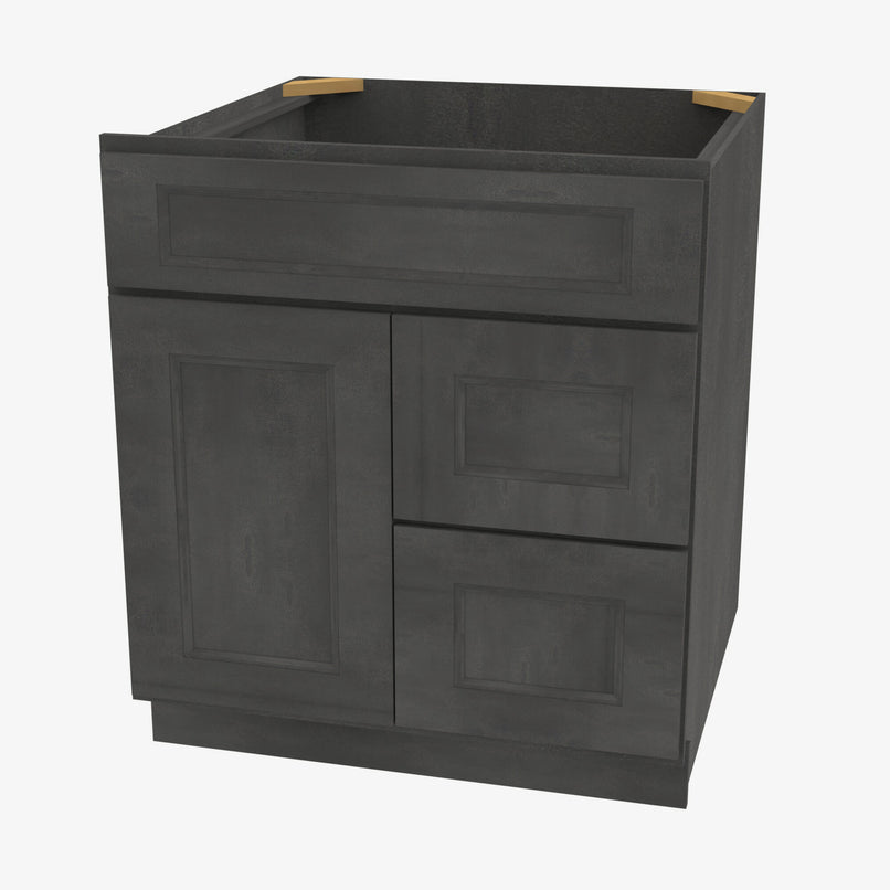 AA-S3021DR-34-1/2 Single Door Cabinets 30 Inch Combo Vanity with Right Drawer | Blaze Black Shaker - image 6