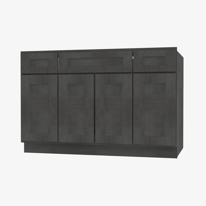 AA-S4821B12D-34-1/2 Double Door 48 Inch Sink Base Combo Vanity with Drawers | Blaze Black Shaker - image 3