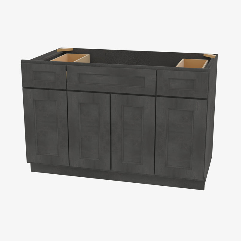 AA-S4821B12D-34-1/2 Double Door 48 Inch Sink Base Combo Vanity with Drawers | Blaze Black Shaker - image 10