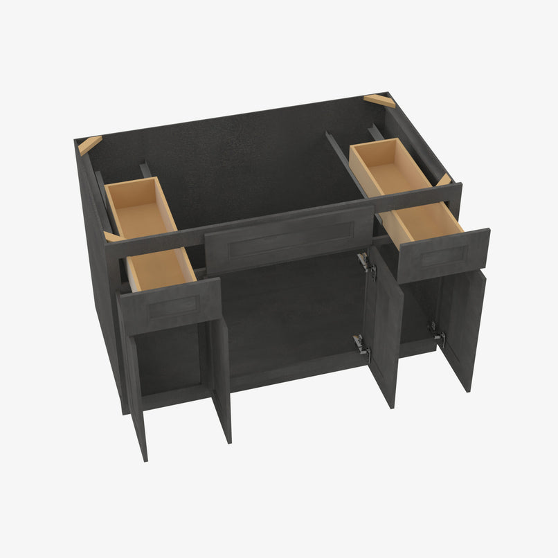 AA-S4821B12D-34-1/2 Double Door 48 Inch Sink Base Combo Vanity with Drawers | Blaze Black Shaker - image 6