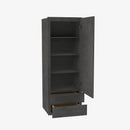 AA-W2D1854 Single Door Cabinets 18 Inch Wall Cabinet With 2 Built-In Drawers | Blaze Black Shaker - image 2