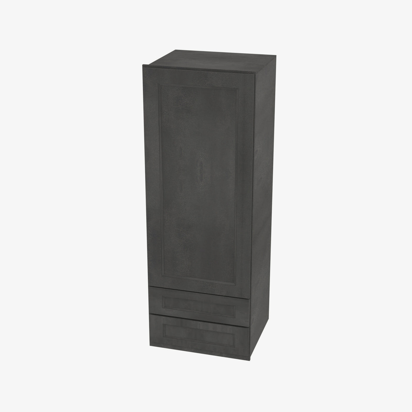 AA-W2D1860 Single Door Cabinets 18 Inch Wall Cabinet With 2 Built-In Drawers | Blaze Black Shaker