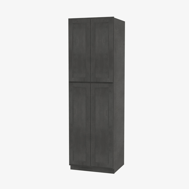 AA-WP2490B Four Door 24 Inch Tall Wall Pantry Cabinet with Butt Doors | Blaze Black Shaker - image 3