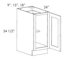 PW-FB09 Full Height Single Door Cabinets 9 Inch Base Cabinet | Petit White - image 3