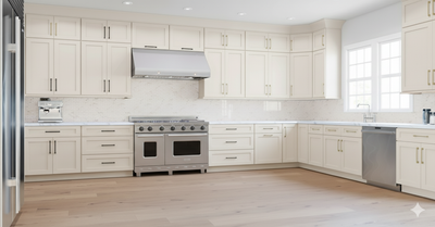 10 Foot Run Cabinet Set - Shaker Pearl