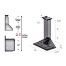 ZLINE 24 in. Convertible Vent Wall Mount Range Hood in Stainless Steel with Crown Molding (KBCRN-24) dimensional diagram.
