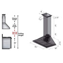 ZLINE 30 in. CrownSound™ Ducted Vent Wall Mount Range Hood in Stainless Steel with Built-in Bluetooth Speakers (KBCRN-BT-30) dimensional diagram.