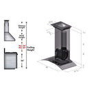 ZLINE 30 in. Convertible Vent Wall Mount Range Hood in Stainless Steel and Glass with Crown Molding (KZCRN-30) dimensional diagram.