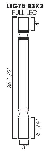 AZ-LEG75 B3x3 Trimmable Full Decor Leg | TSG Forevermark Champagne Maple Shaker - image 2