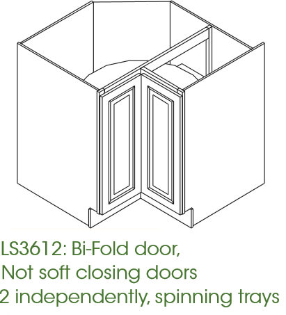 TW-LS3612 Single Door Cabinets 36 Inch Lazy Susan Cabinets Base Cabinet | Uptown White - image 5