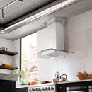 ZLINE 30 in. CrownSound™ Ducted Vent Wall Mount Range Hood in Stainless Steel and Glass with Built-in Bluetooth Speakers (KZCRN-BT-30)