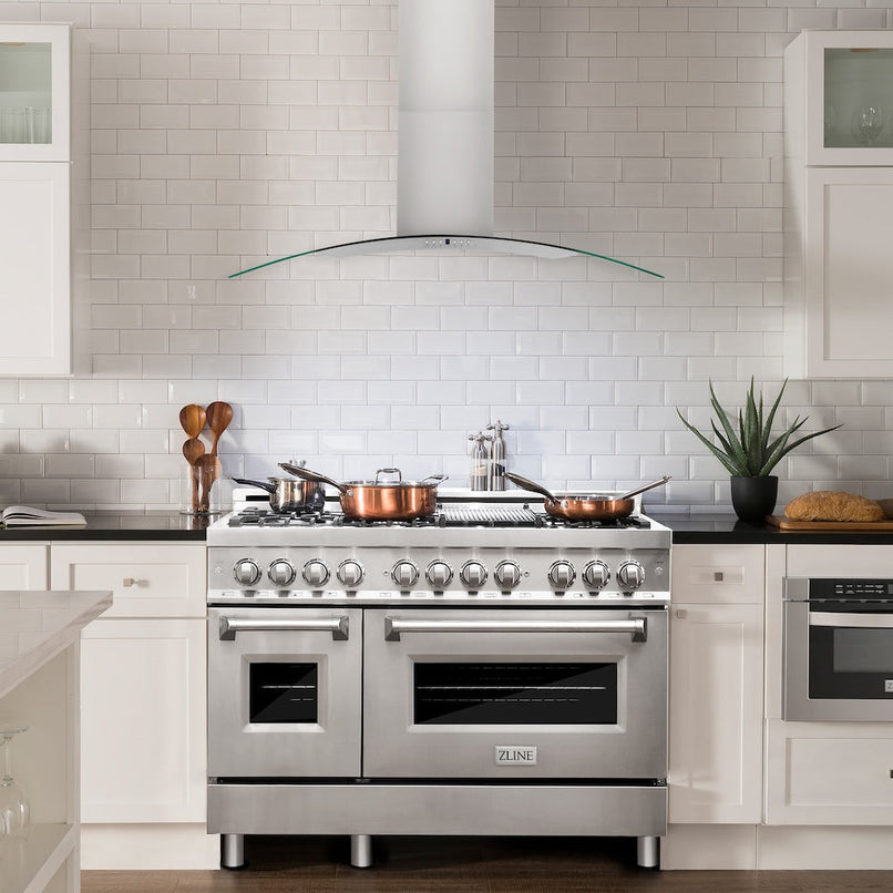 ZLINE 48 in. Convertible Vent Wall Mount Range Hood in Stainless Steel and Glass (KN4-48)
