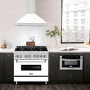 ZLINE 36 in. Convertible Stainless Steel Range Hood with White Matte Shell and Stainless Steel Handle (KB4STX-WM-36)