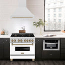 ZLINE Autograph Edition 36 in. Satin Stainless Steel Wall Mount Range Hood with Champagne Bronze Handle (8654SNZ-36-CB)