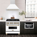 ZLINE Autograph Edition 36 in. Stainless Steel Range Hood with White Matte Shell and Champagne Bronze Handle (8654STZ-WM36-CB)