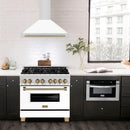 ZLINE Autograph Edition 36 in. Convertible Stainless Steel Range Hood with White Matte Shell and Champagne Bronze Accents (KB4STZ-WM36-CB)