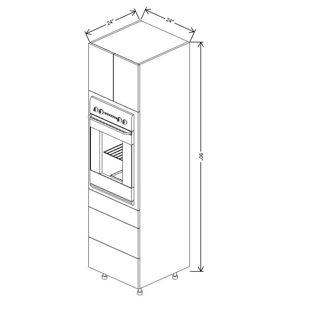 Fabuwood Illume Catalina Bianco Gloss 24" W X 90" H X 24" D Single Oven W/3 Drawers Cabinet