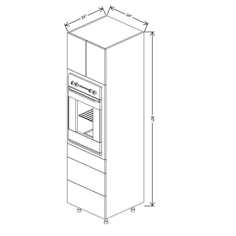 Fabuwood Illume Catalina Grigio Gloss 24" W X 90" H X 24" D Single Oven W/3 Drawers Cabinet - image 1
