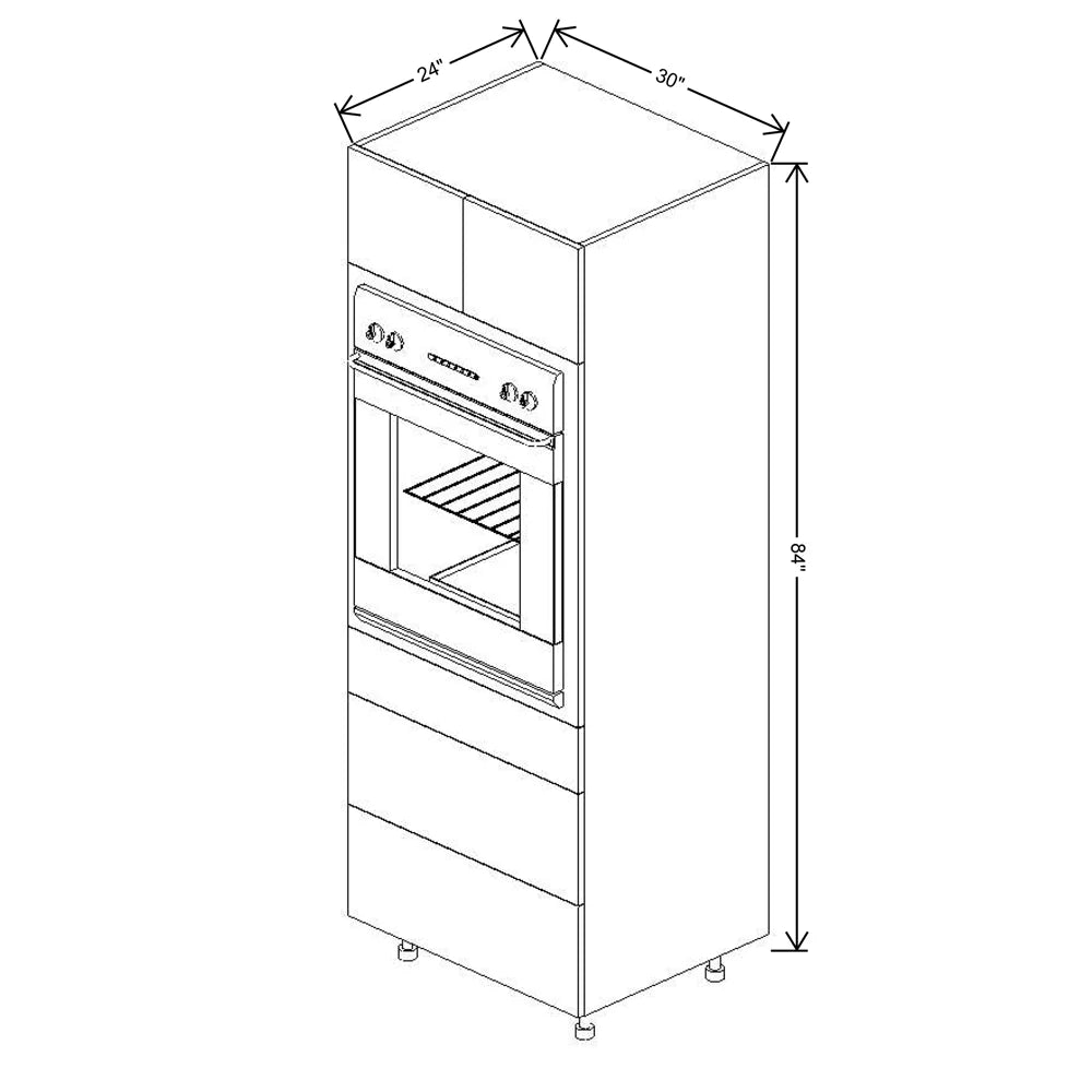 Fabuwood Illume Tuscany Nocce 3 30" W x 84" H x 24" D Single Oven W/3 Drawers Cabinet