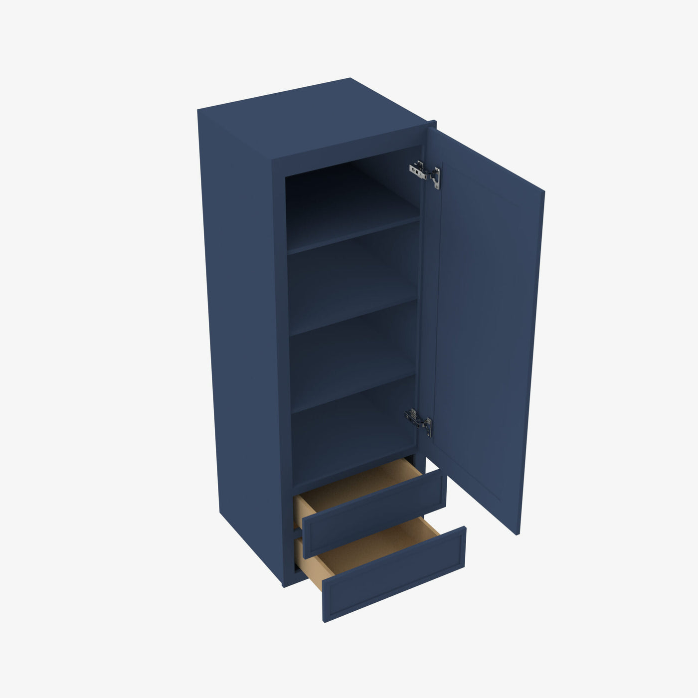 PD-W2D1860 Single Door Cabinets 18 Inch Wall Cabinet With 2 Built-In Drawers | Petit Blue