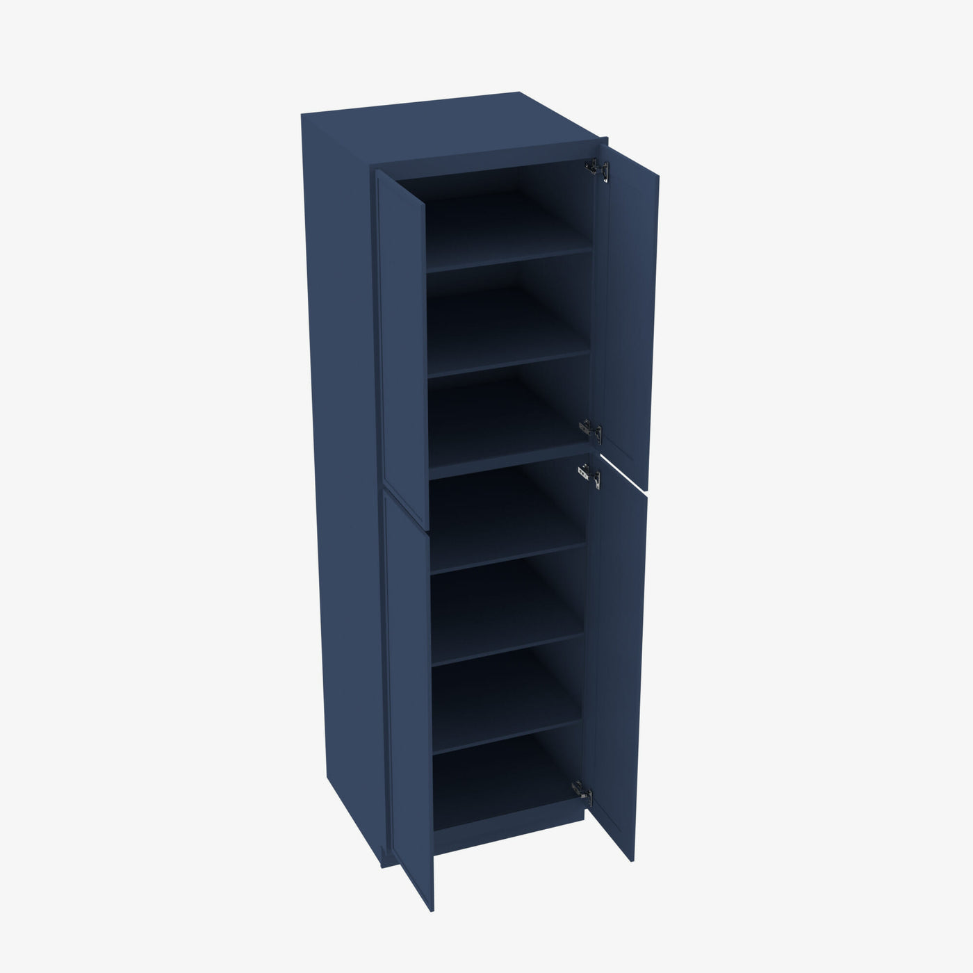 PD-WP3090B Four Door 30 Inch Tall Wall Pantry Cabinet with Butt Doors | Petit Blue