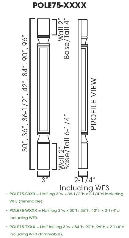TQ-POLE75-T396 Trimmable Half Tall Decor Leg Including WF3 | TSG Forevermark Townplace Cerema