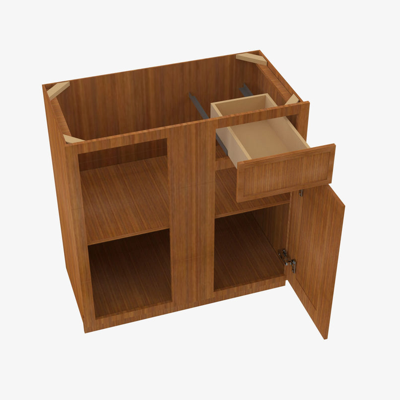 PR-BBLC45/48-42W Double Door 42 Inch Base Blind Corner Cabinets Cabinet | Petit Brown - image 1