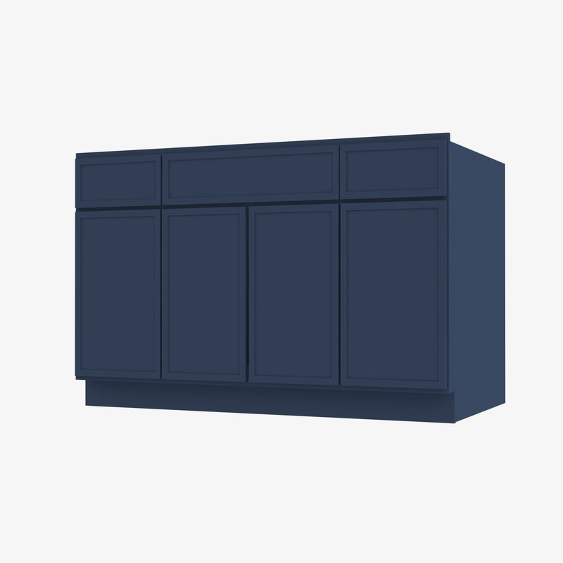 PD-S4821B12D-34-1/2 Double Door 48 Inch Sink Base Combo Vanity with Drawers | Petit Blue - image 1