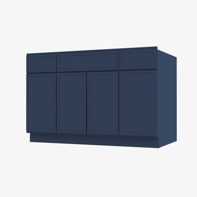 PD-S4821B12D-34-1/2 Double Door 48 Inch Sink Base Combo Vanity with Drawers | Petit Blue - image 1