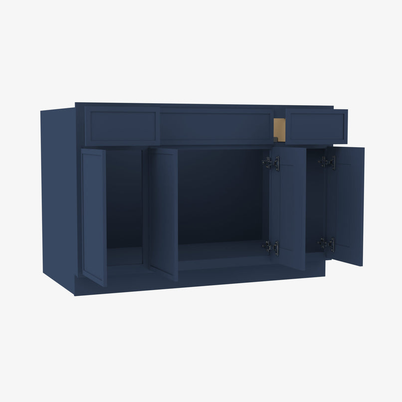 PD-S4821B12D-34-1/2 Double Door 48 Inch Sink Base Combo Vanity with Drawers | Petit Blue - image 3