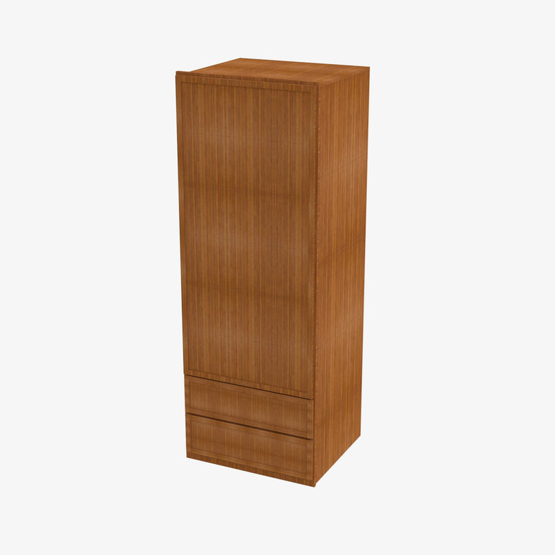PR-W2D1848 Single Door Cabinets 18 Inch Wall Cabinet With 2 Built-In Drawers | Petit Brown - image 2