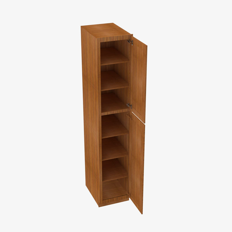 PR-WP1590 Double Door 15 Inch Tall Wall Pantry Cabinet | Petit Brown - image 2