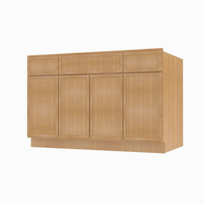 PH-S4821B12D-34-1/2 Double Door 48 Inch Sink Base Combo Vanity with Drawers | Petit OAK - image 1