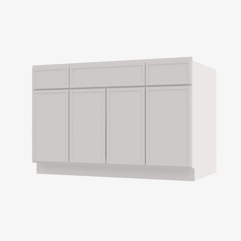 PW-S4821B12D-34-1/2 Double Door 48 Inch Sink Base Combo Vanity with Drawers | Petit White - image 1