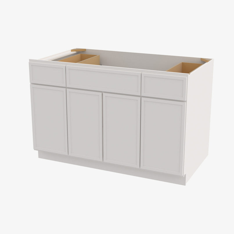 PW-S4821B12D-34-1/2 Double Door 48 Inch Sink Base Combo Vanity with Drawers | Petit White - image 2