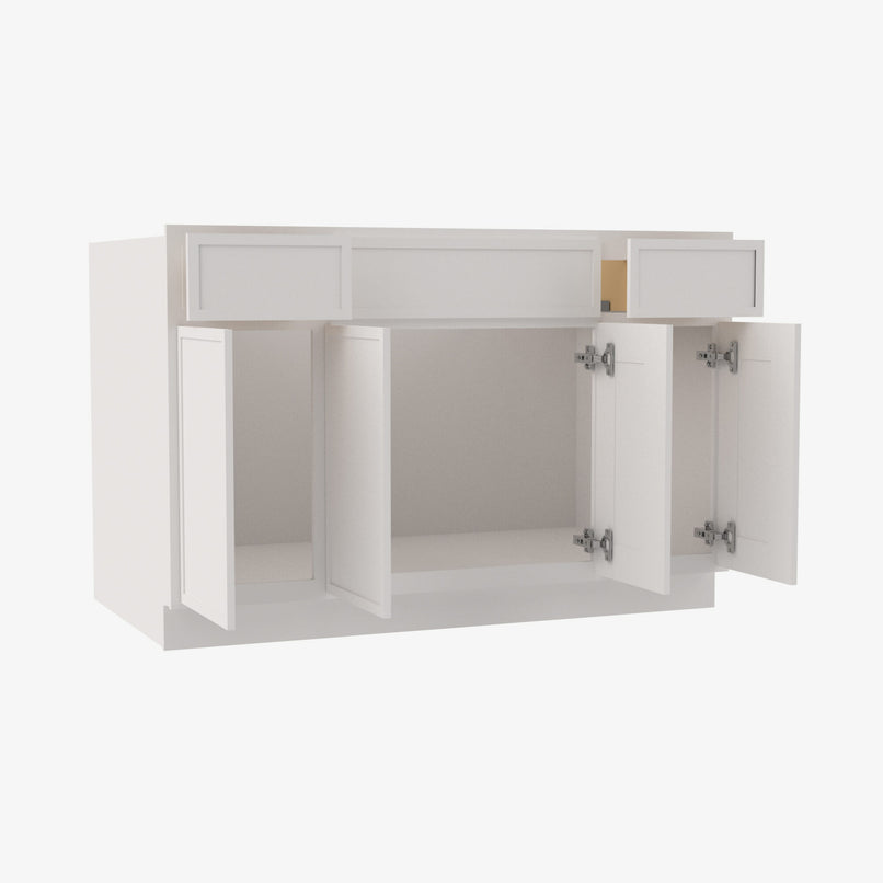 PW-S4821B12D-34-1/2 Double Door 48 Inch Sink Base Combo Vanity with Drawers | Petit White - image 3