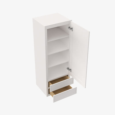 PW-W2D1848 Single Door Cabinets 18 Inch Wall Cabinet With 2 Built-In Drawers | Petit White - image 1