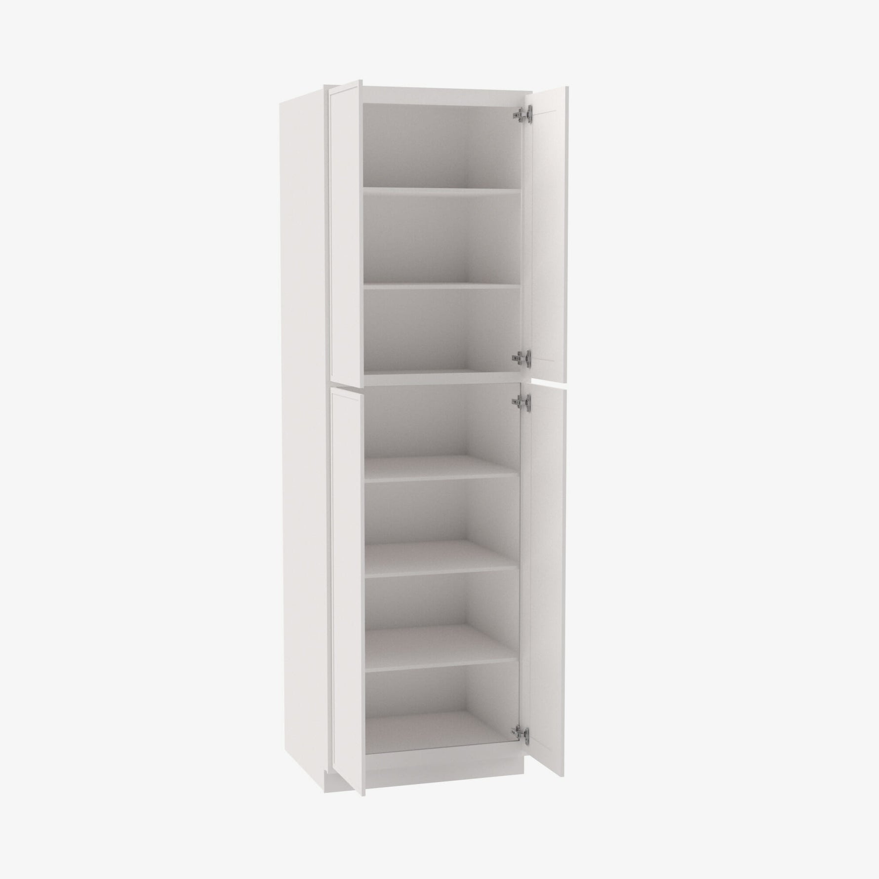 PW-WP3096B Four Door 30 Inch Tall Wall Pantry Cabinet with Butt Doors | Petit White - image 4