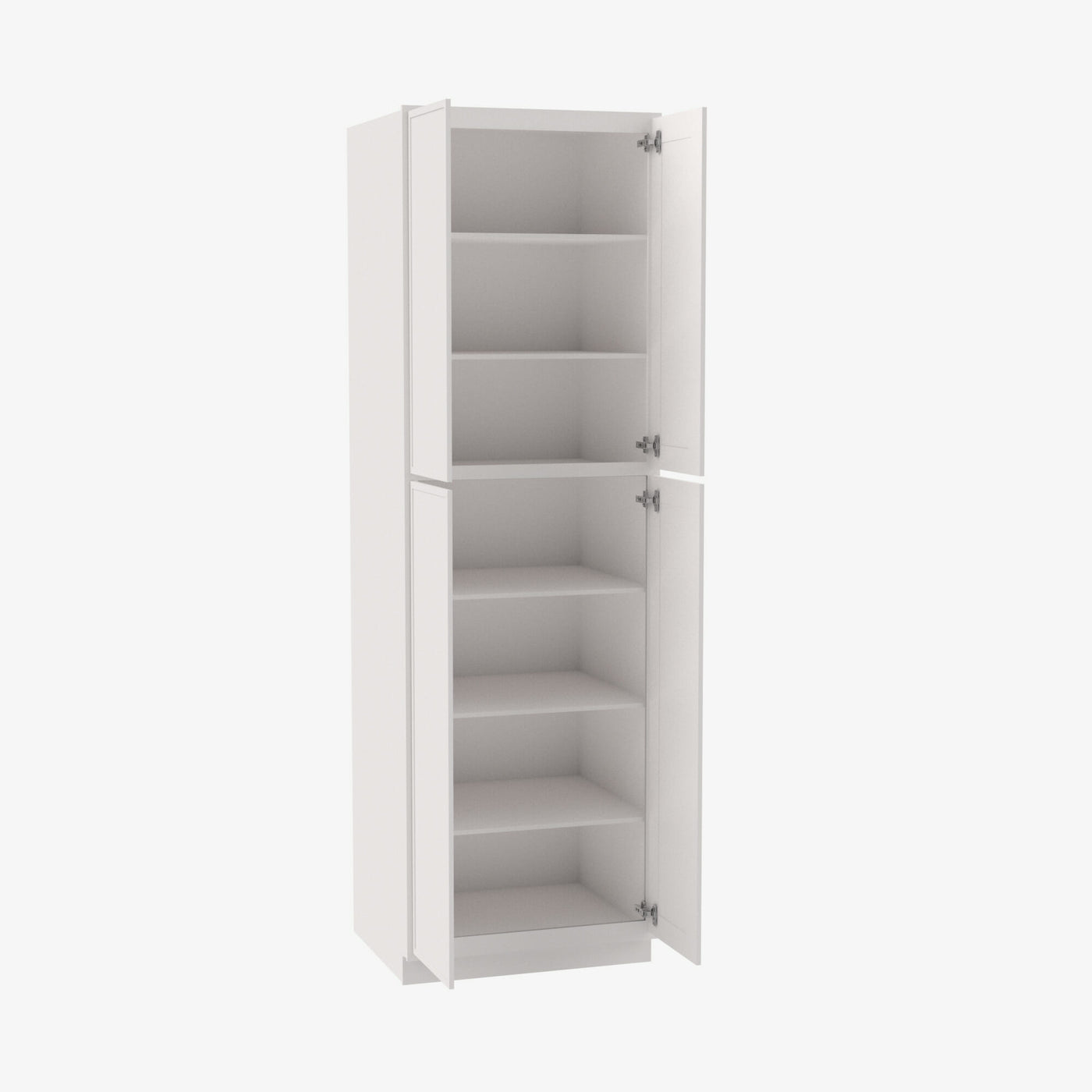 PW-WP3084B Four Door 30 Inch Tall Wall Pantry Cabinet with Butt Doors | Petit White