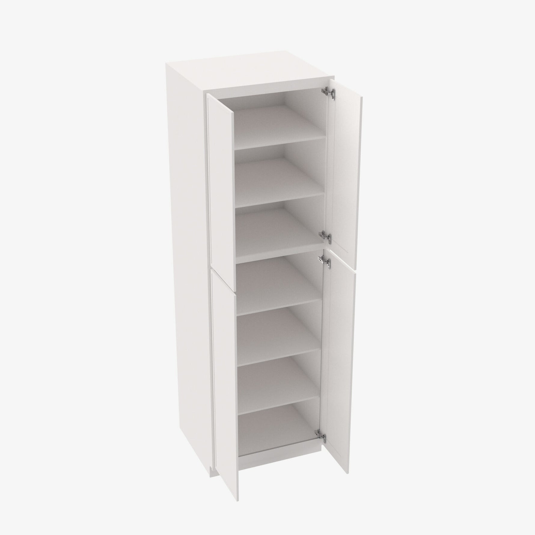 PW-WP3096B Four Door 30 Inch Tall Wall Pantry Cabinet with Butt Doors | Petit White - image 1
