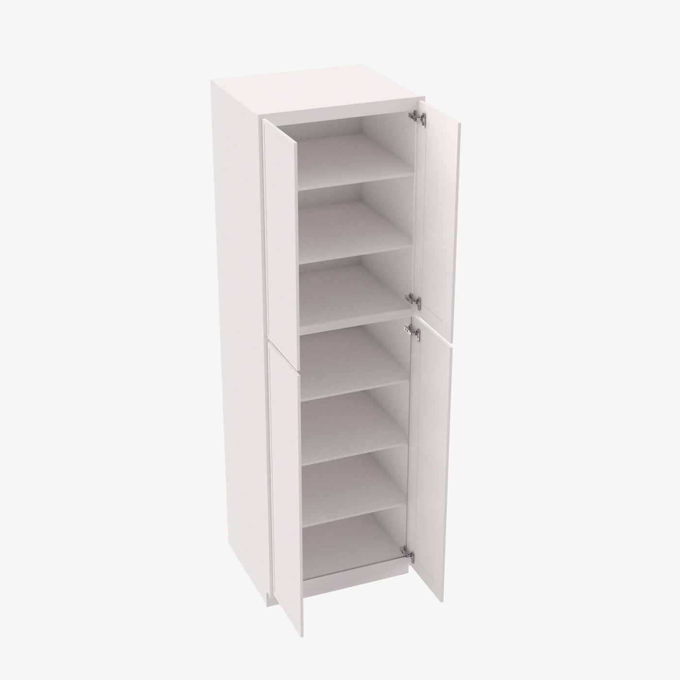 PW-WP3084B Four Door 30 Inch Tall Wall Pantry Cabinet with Butt Doors | Petit White